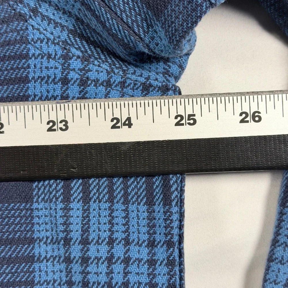Duluth Trading Co Flannel Shirt Mens Large Tall Blue Plaid Heavy Cotton Work